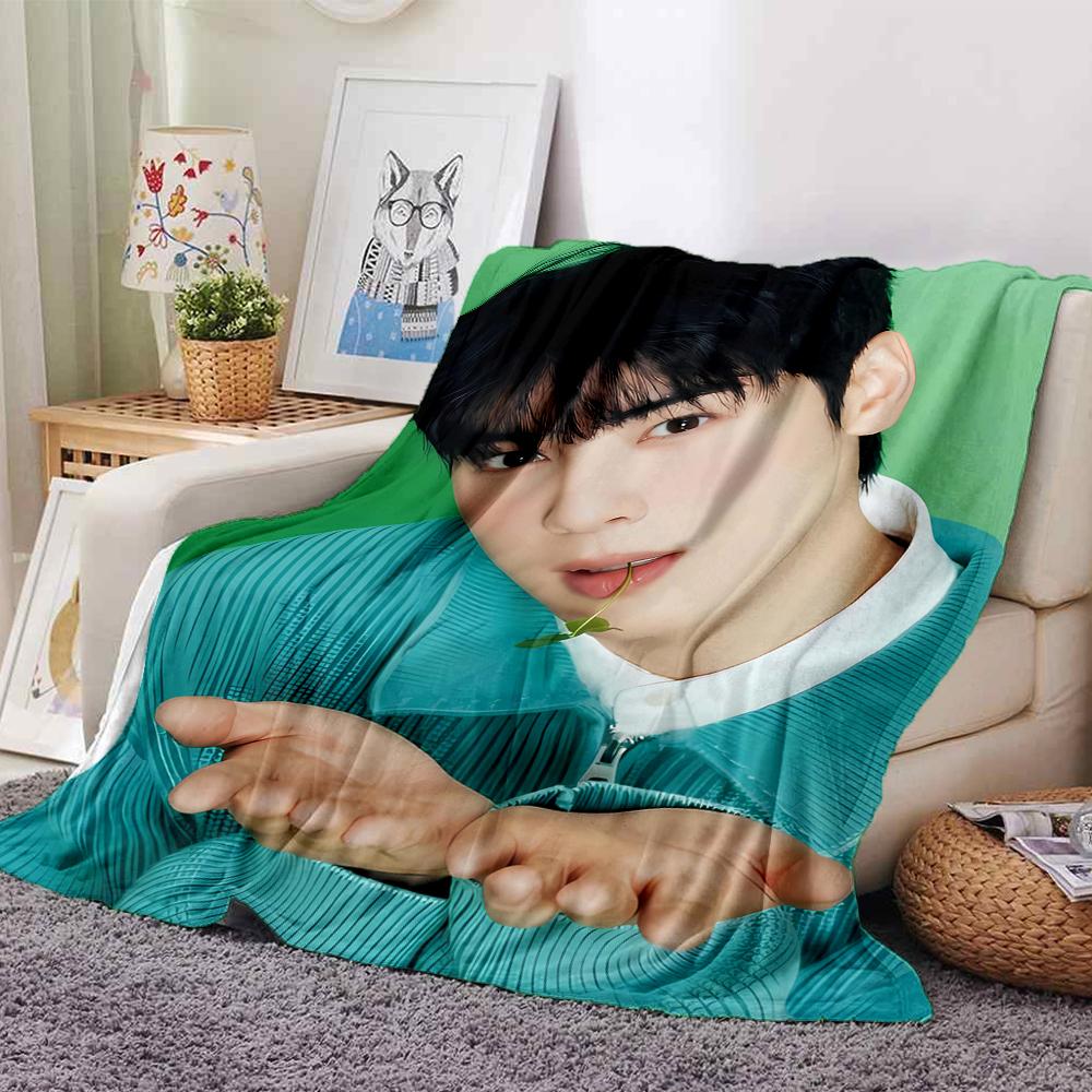 1Pc Cha Eun-woo Print Blanket Soft Comfortable Polyester Throw All Seasons Use Bedroom Office Outdoor Christmas Gift Choice Portrait Photo Print Print