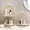 Wrought Iron Birdcage Desktop Organizer: Home Decor for Cosmetics and Dressing Table