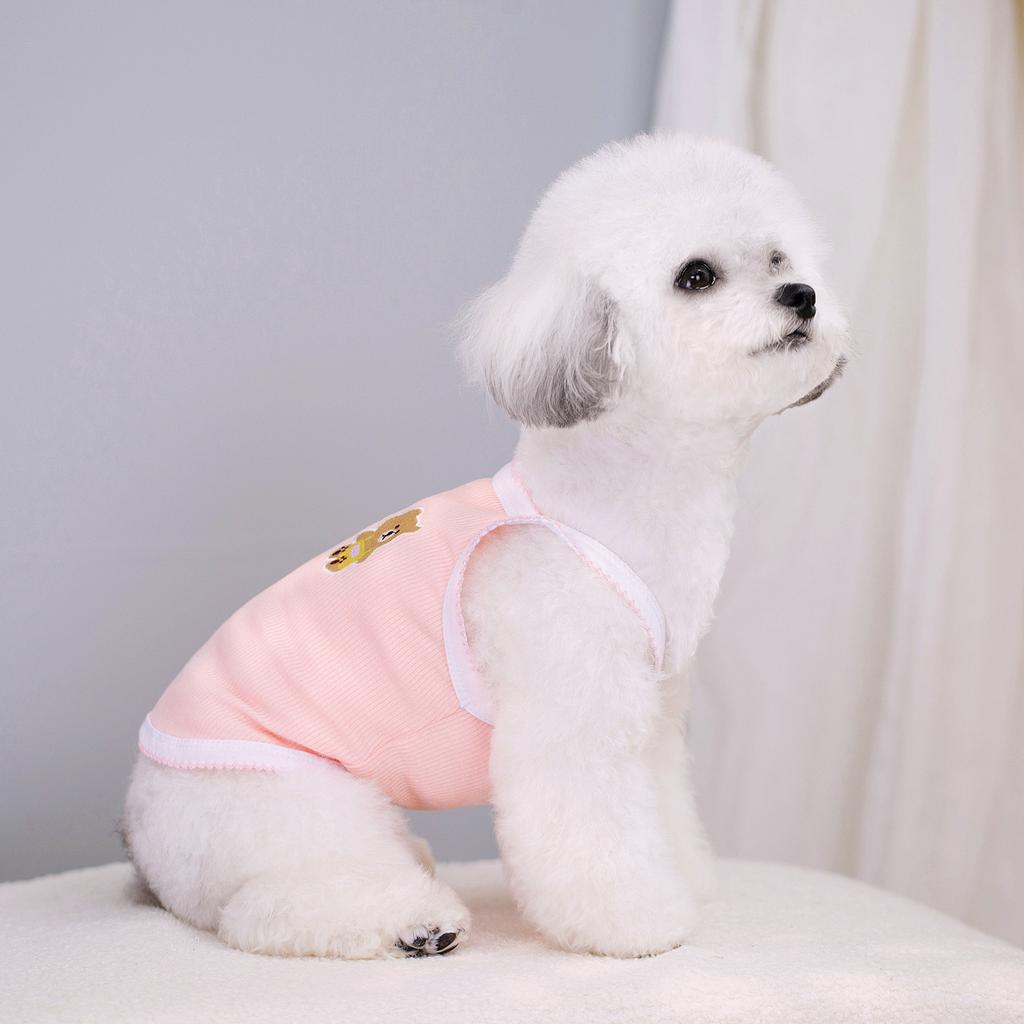 New Dog Clothes Pet 2025 Embroidered Bear Suspender Spring and Summer Pomeranian Teddy Macaron Series Clothing