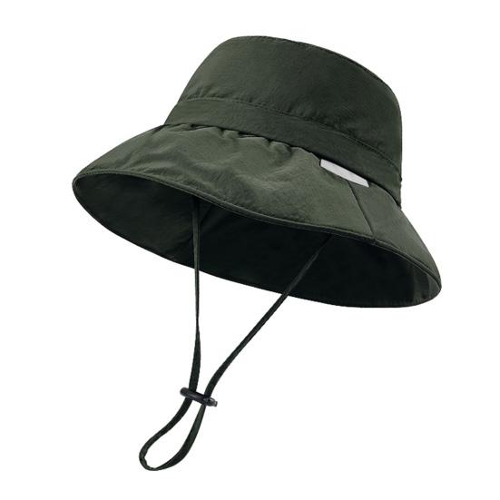 Women Hat Fisherman Style Solid Color Basin Hat with Reflective Stripe Lace-Up Dome Design Bucket Hat