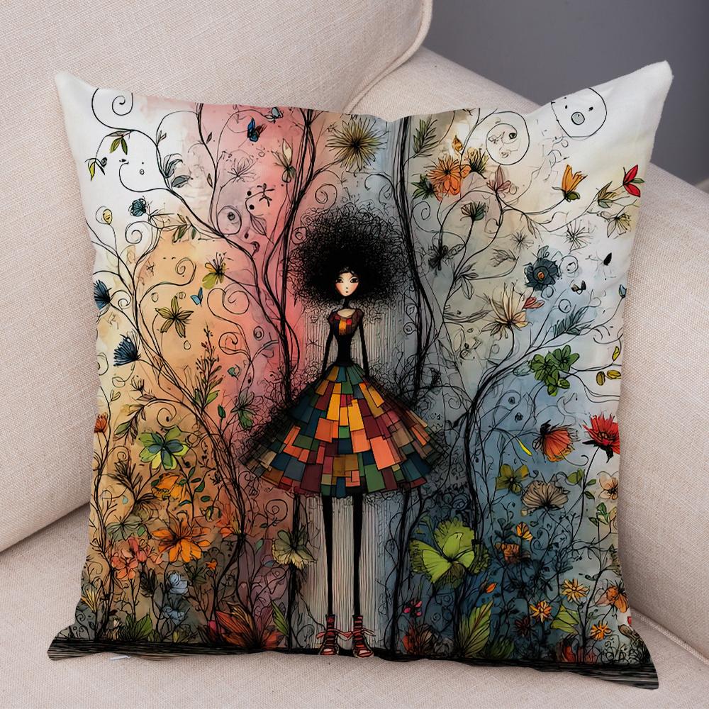 Nordic Style Geometric Women Cushion Cover Decor Cartoon Children Soft Plush Pillow Case 45X45Cm Pillowcase For Sofa Home Car