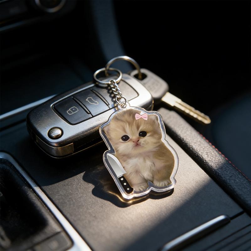 1PC Acrylic Design Keychain Marker Creativity Pendant Fun Party Gift DIY Decoration Cat Keychain Clear