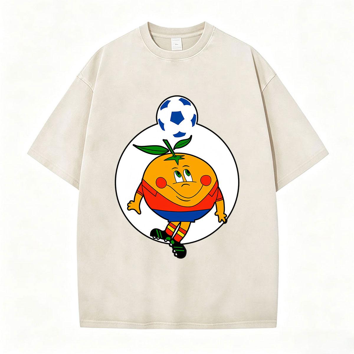 Vintage Washed Naranjito Espana  Spain Mascot  Football Tshirt Men Women Clothing Fashion Oversized Short Sleeve T Shirt S