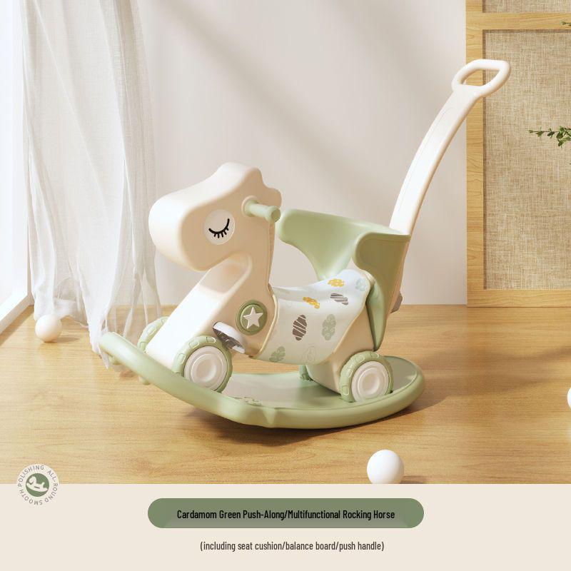 Happy Tree Dual-Use Wooden Rocking Horse & Slider for Infants & Toddlers with Free Shipping