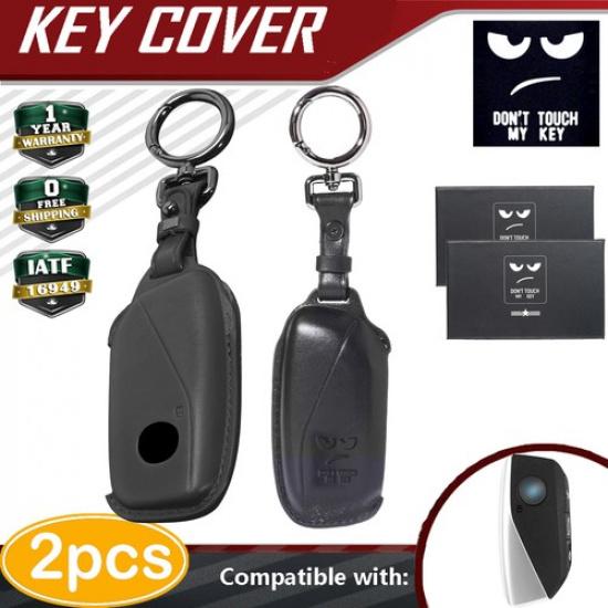 

2X Remote Key Fob Case Cover Shell Holder Genuine Leather For Bmw Ix X7 I7 Xm US