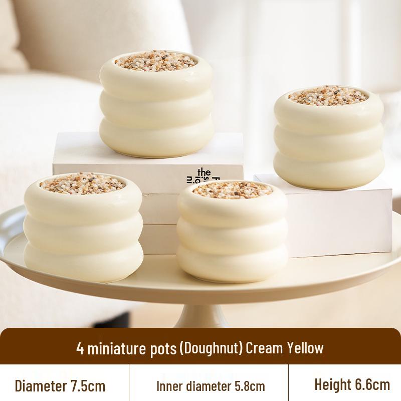 Nordic Style Cream Ceramic Succulent Pot for Phalaenopsis and Green Plants