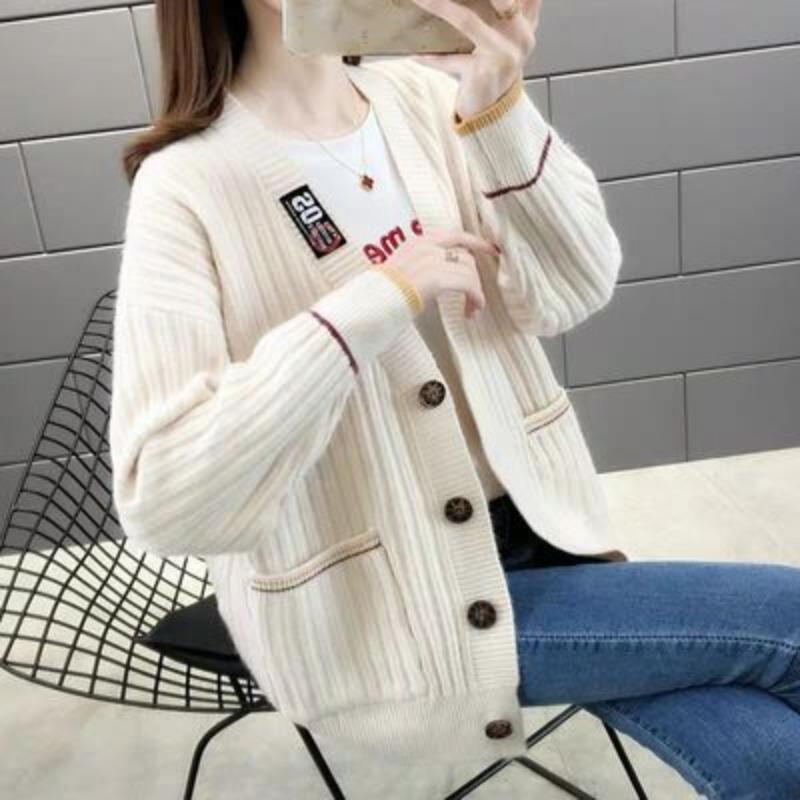 Women's Knitted Cardigan Sweater Loose Top Spring Autumn Winter Women's Fashion Korean Version