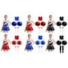 Girls Cheer Costume Sequined Patchwork Dress Invisible Back Zipper Performance Outfit with Bow Headwear Pom Socks Dance Wear