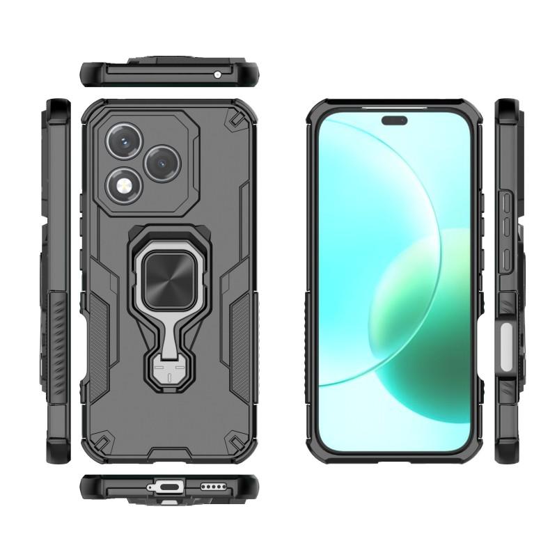 For Honor 400 Lite Phone Case WANLONFENG PC TPU Back Cover Kickstand with Tempered Glass
