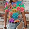 Summer Casual Trend 3D Printed Loose Fashion Fitting Pullover Women's T-shirt