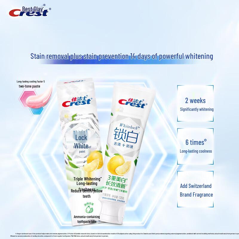 Crest Scented Lock-White Toothpaste 120g x 6 Pack