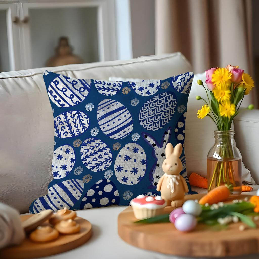 Easter Bunny Egg Print Pillow Case Sofa Cushion Cover Bedroom Pillow Case Waist Pillow Case