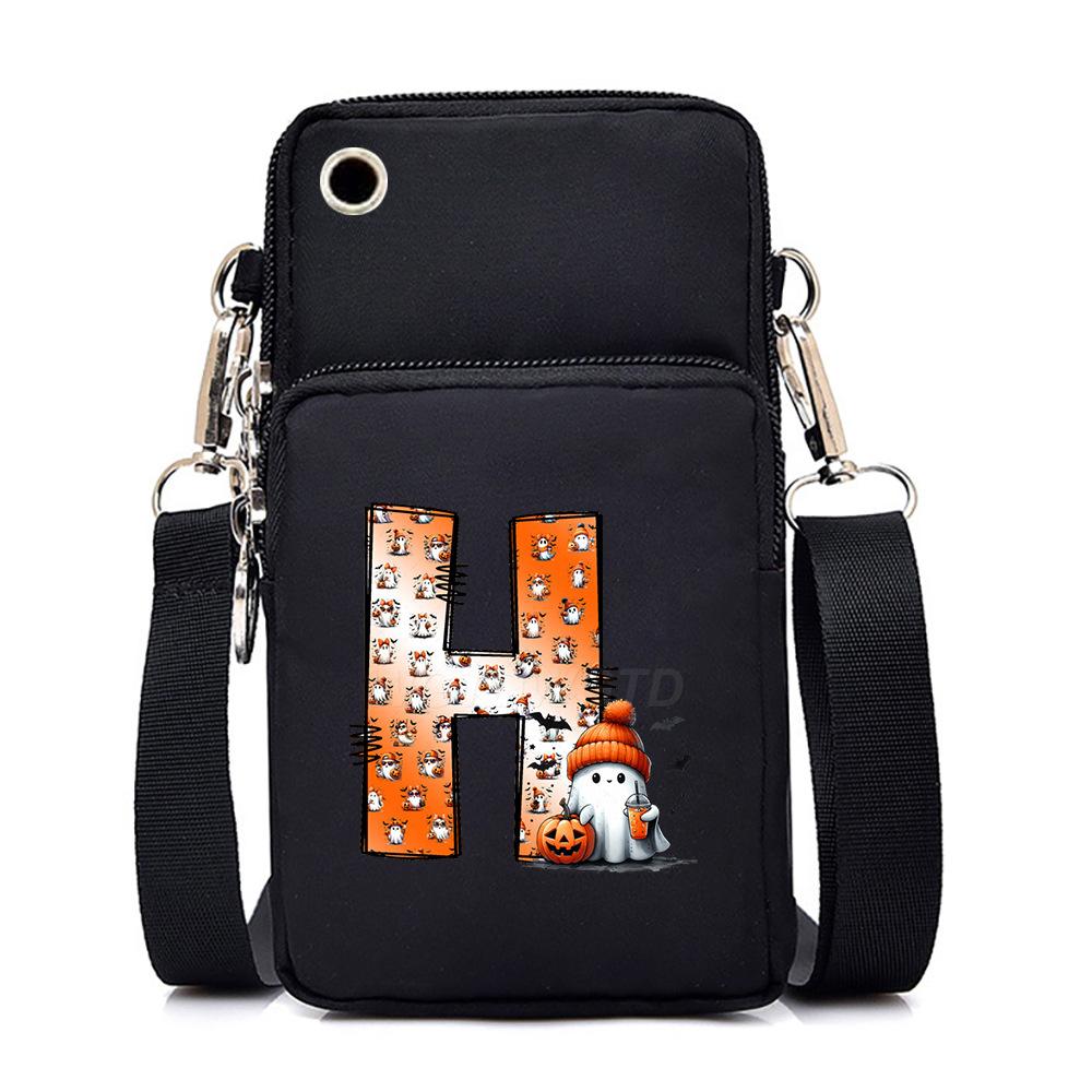 Halloween letter printing trend mobile phone bag vertical square black messenger bag change bag