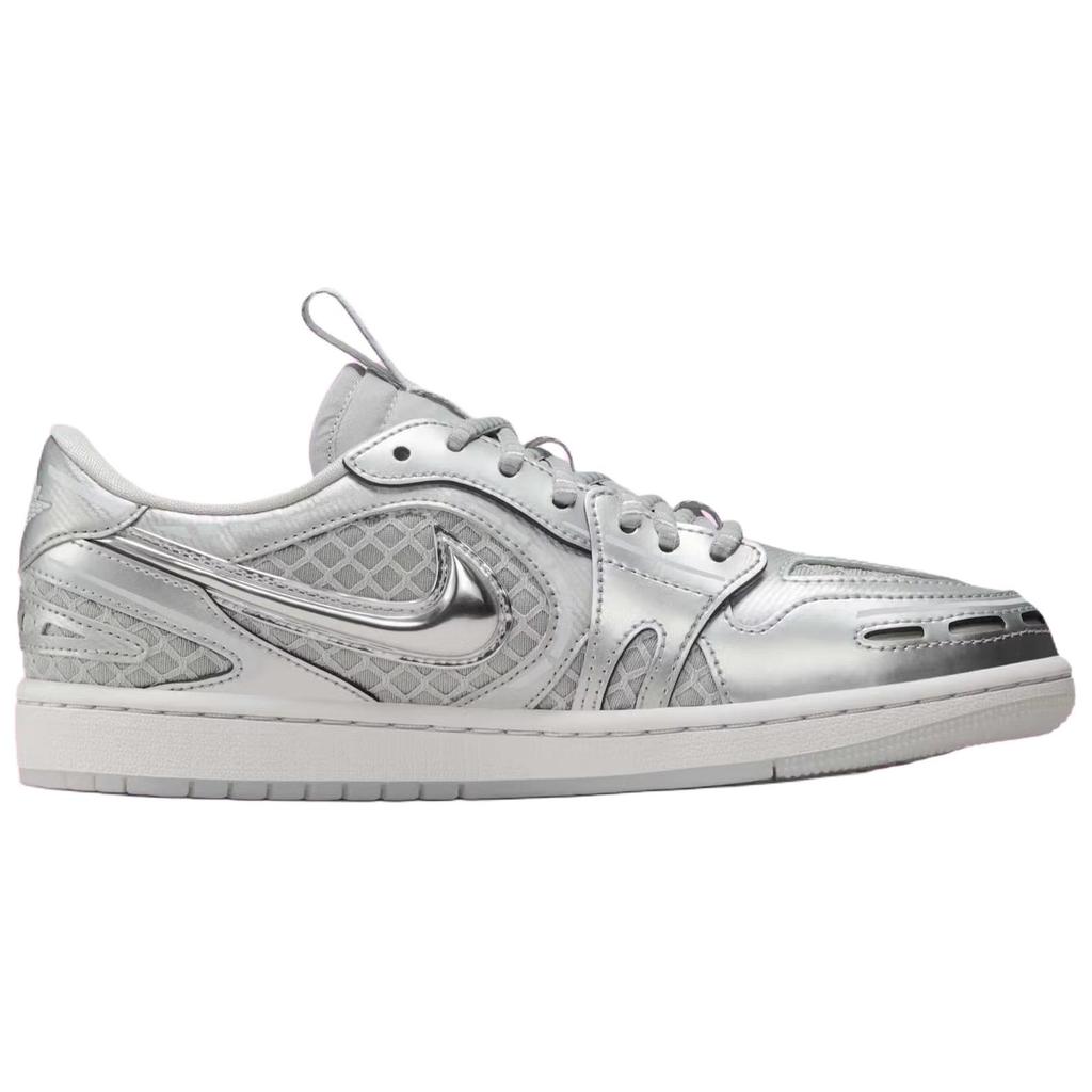 New Jordan Air Jordan 1 Abrasion Resistant Low Top Vintage Basketball Shoes Women's Silver Gray HQ2186-002