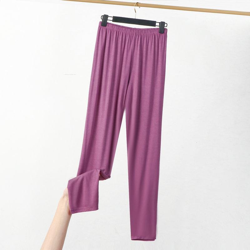 Women's Elastic Waist Leggings Slim Fit Pants High Stretch Solid Rayon Spandex Summer Plus Size Nine Point Casual Bottoms