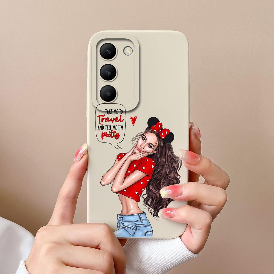 For Vivo V30 Lite V30E V30SE Phone Case Cool Bear Full Coverage Anti Drop Bumper For Vivo V30Lite V30 SE Liquid Silicone Fundas