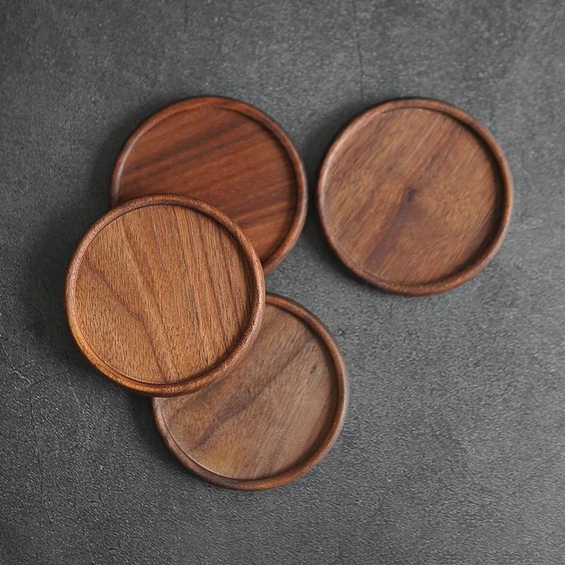 

1PCS IME OWNER Tea Coffee Cup Pad Placemats Decor Walnut Beech Wood Coasters Durable Heat Resistant Square Drink Mat Bowl Teapot 10cm