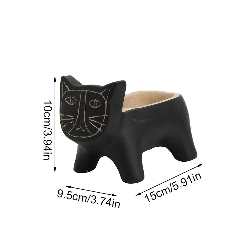 

1 шт., украшение в виде животного, милая ваза с желтым котом, дышащий черный цветочный горшок для кошек, садовые принадлежности, горшок для суккулентов, украшение для дома, 2 стиля