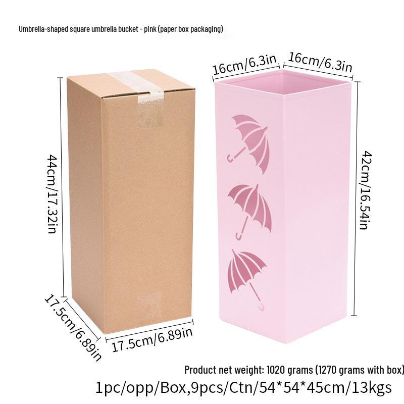 Metal Square Umbrella Stand and Storage Organizer for Newspapers, Dried Flowers, Fishing Gear, and Hiking Poles