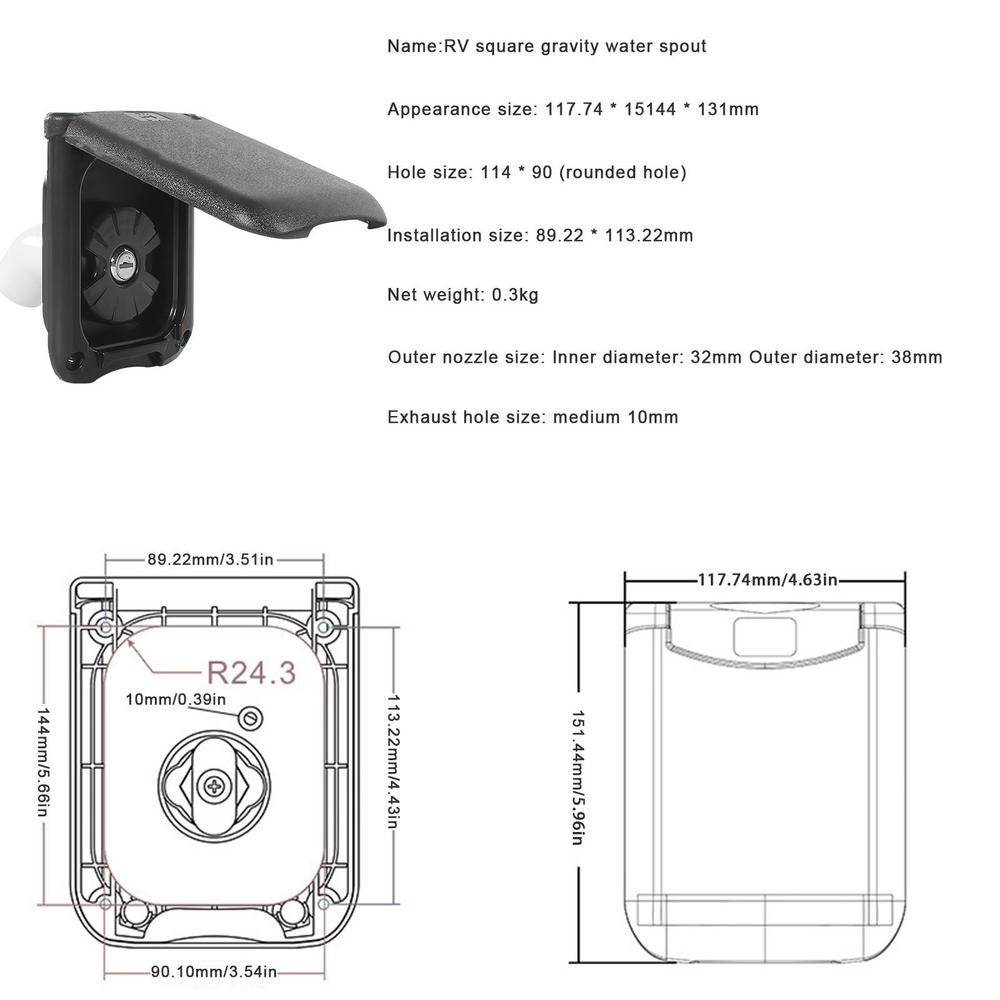 Camper Gravity Water Inlet With Magnetic Cover RV Fresh Water Fill Hatch Inlet Filter Lockable RV Water Inlet Cover Trailer Tank