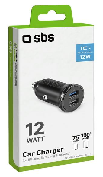 Sbs car charger 2xusb/2.4a black tecr2usb24afast