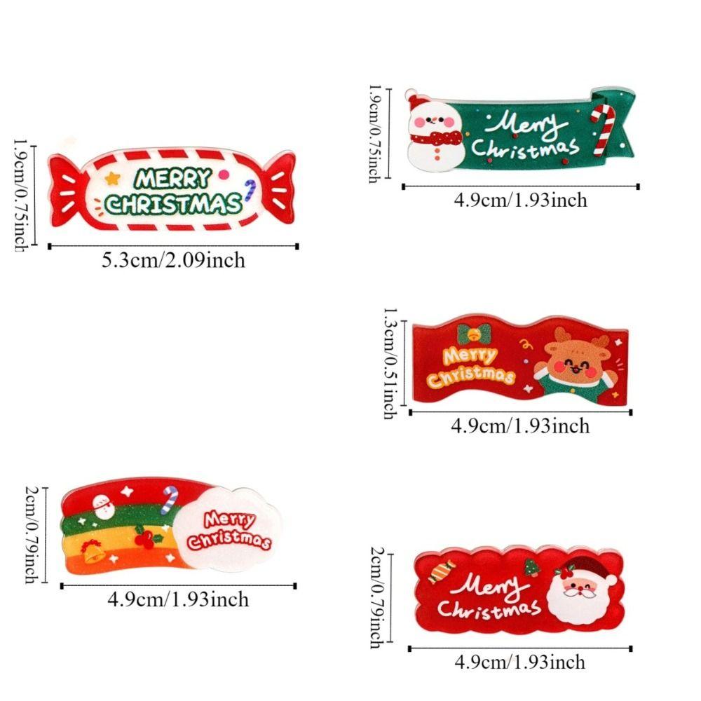 Kawali Xmas Acrylic Hair Clip Elk Cartoon Snowman Side Clip Santa Claus Sweet Christmas Hair Clip Girls