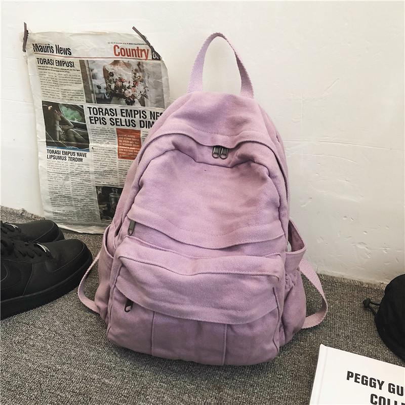 School Bag Female Ins Hong Kong Style Mori Retro Old College Student Backpack Female European and American Fashion Washed Canvas Backpack