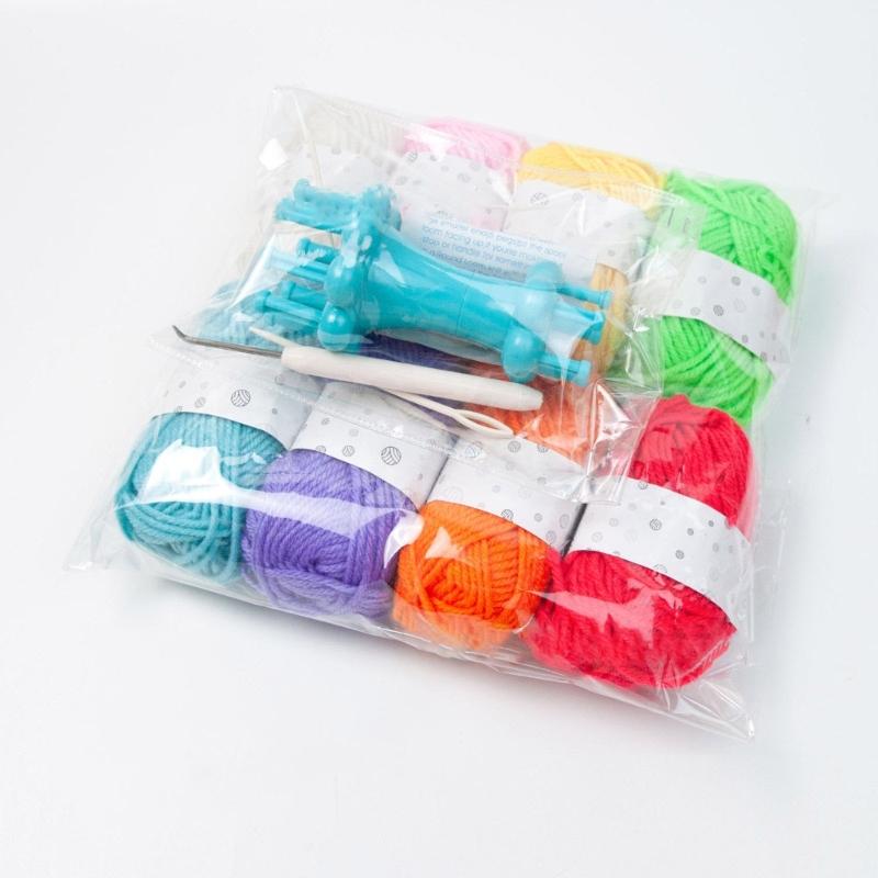 Professional Knit Spool Looms with Wool Set Cord Rope Knitting Weaving Tool with Colorful Wool 6-color/8-color Durable