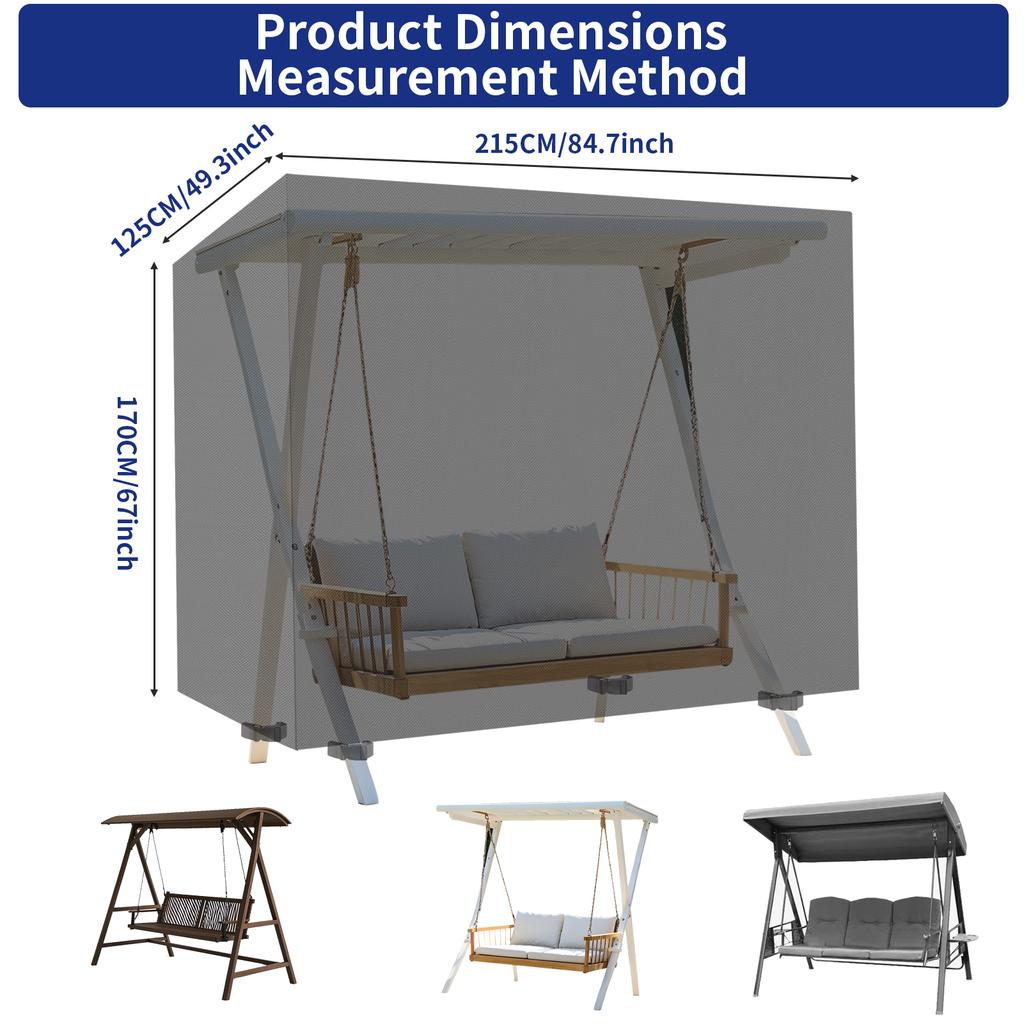 210D 3 Seater Garden Swing Covers Outdoor Waterproof Oxford Swinging Chair Cover Patio Hammock UV Resistant Cover with Zips