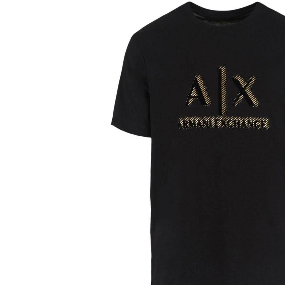 Armani Exchange SS24 Logo Letter Applique Round Neck Short Sleeve T-Shirt Men Tops Black 3DZTSA-ZJ9AZ-1200