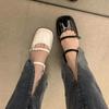 Women's 2025 Summer Square-Toe Mary Jane Sandals: Closed-Toe, Mid-Heel, Non-Slip, Versatile, Trendy.