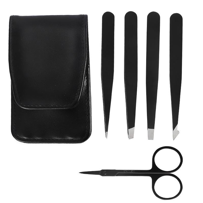 4 in set Eyebrow Tweezer Black Eyebrow Clip Eyebrow Tweezer Stainless Steel Eyebrow Clip Brow Trimming Tool