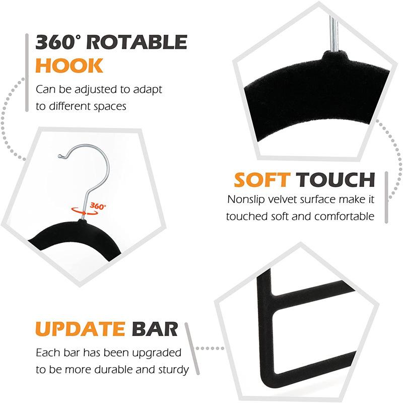 

Velvet Pants Rack Space Saving Non-Slip Pants Rack Jeans Hanger Multi functional multi-layer pants hanger anti slip scarf holder чёрный