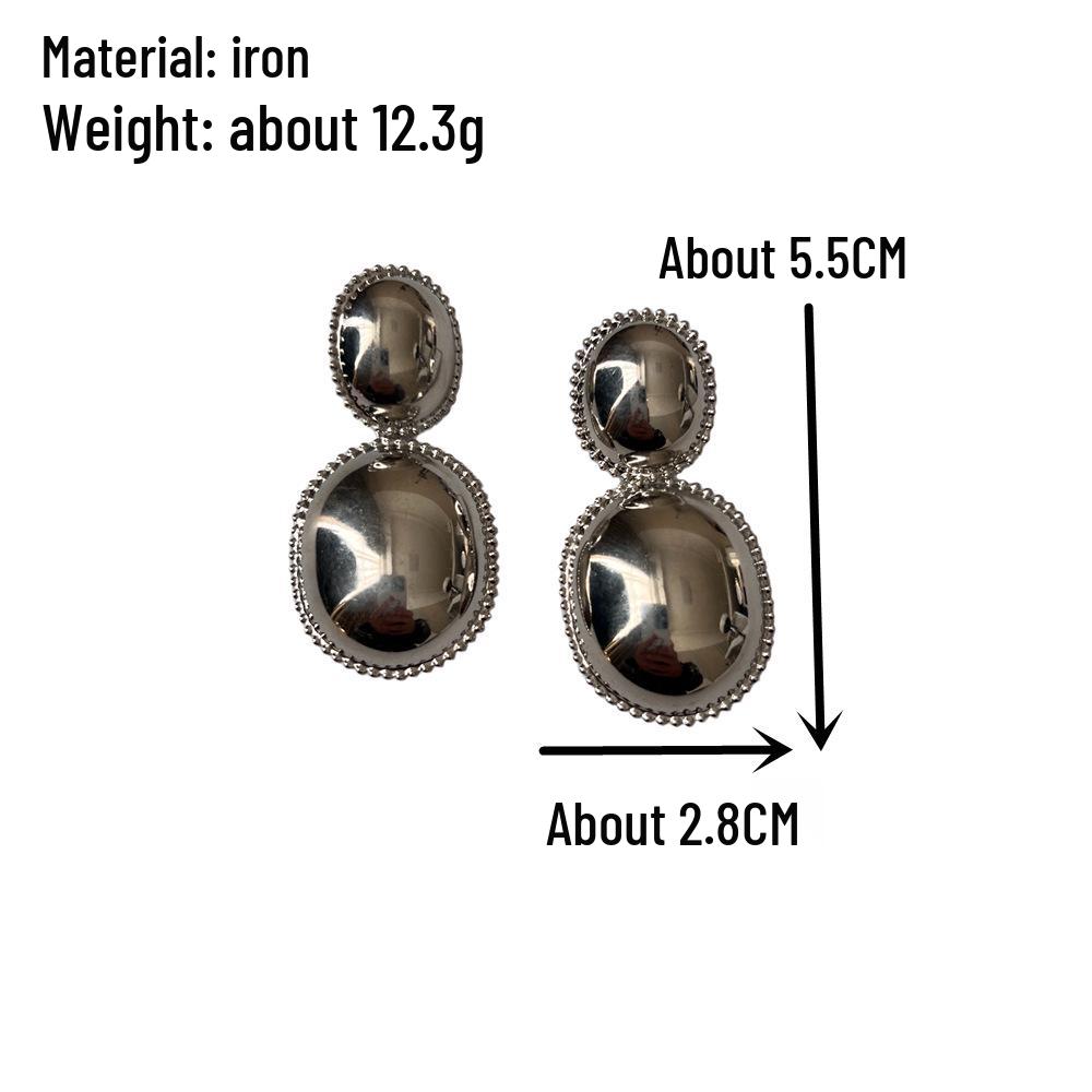 European and American Style Geometric Long Stud Earrings – Elegant Smooth Round Design