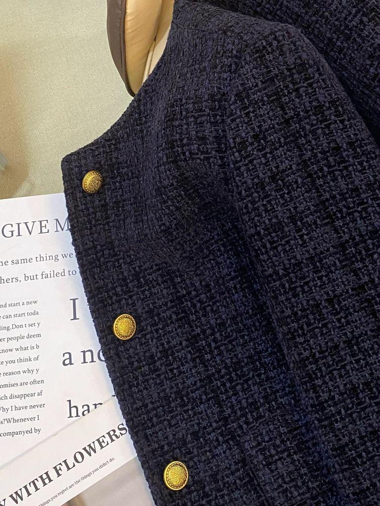 2025 Autumn French Style Short Dark Blue Fragrant Wind Jacket