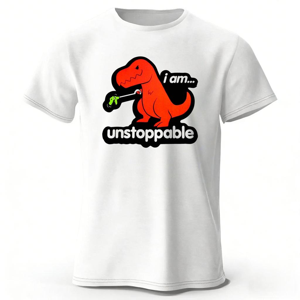 New Fun and Bizarre Tyrannosaurus Rex Pure Cotton Tshirt for MenWomen Loose Large Breathable Sports Short Sleeves Trendy Style
