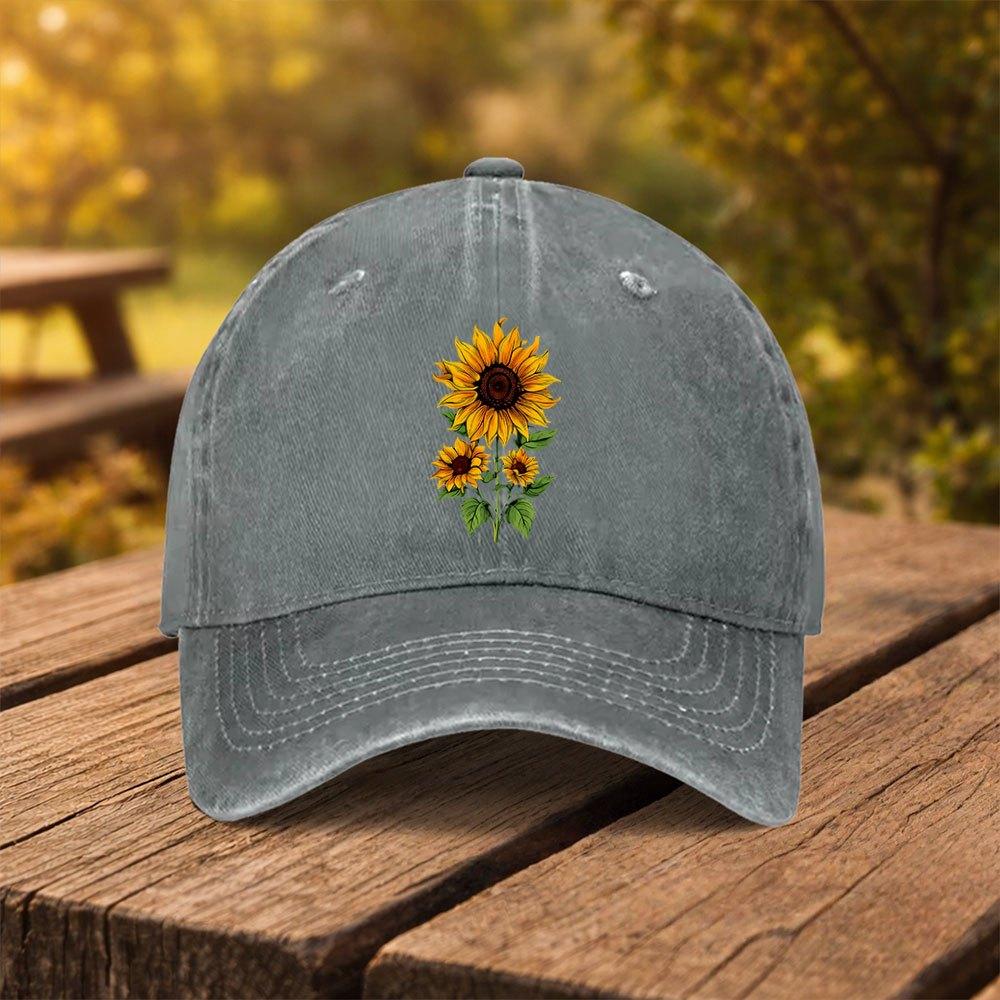 Sunflower Print Baseball Cap Unisex Duckbill Hat for Outdoor Sports Fitness Travel