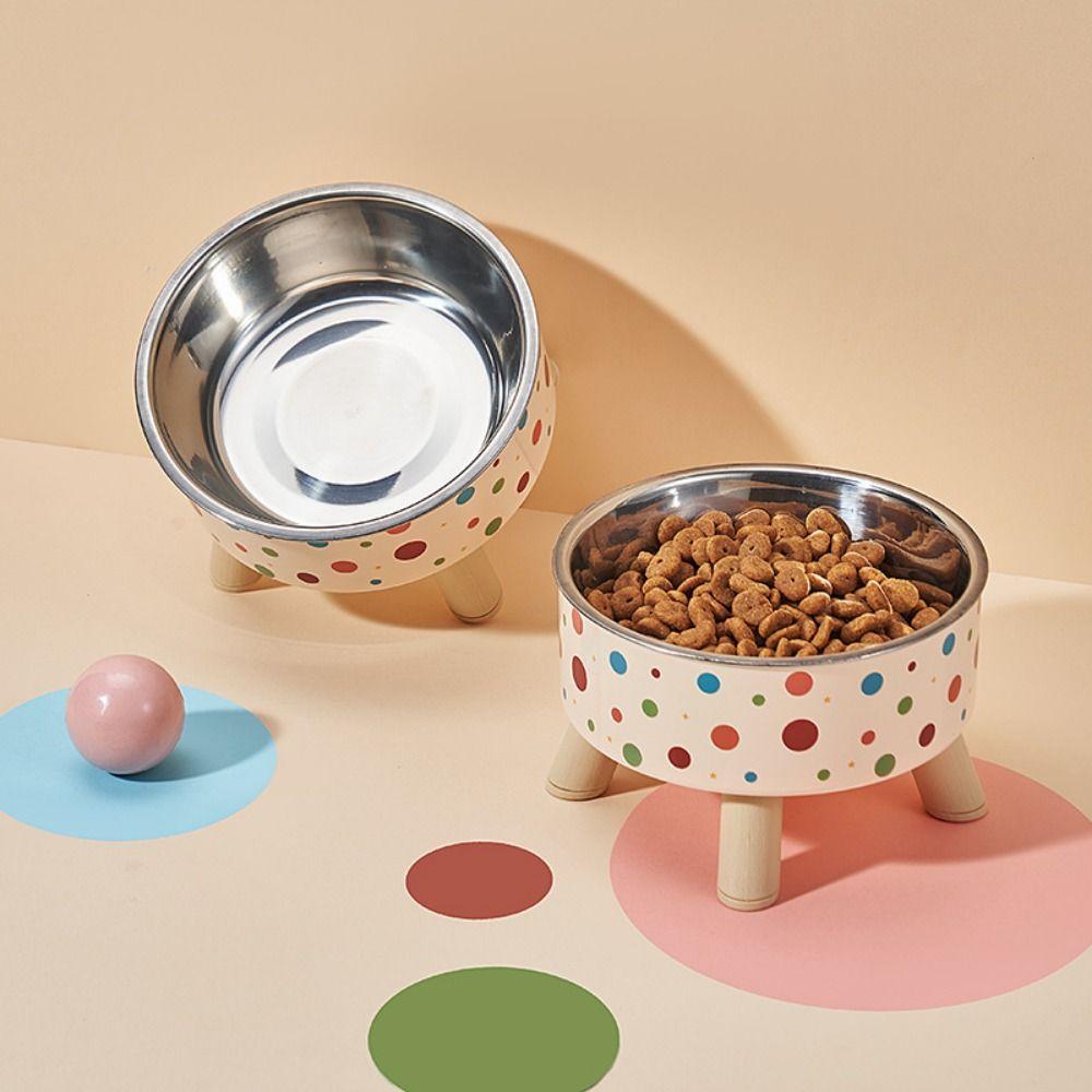 Polka Dot Pattern Cat Food Bowl Non-Slip Water Feeder Container Pet Feeding Bowl Pet Supplies