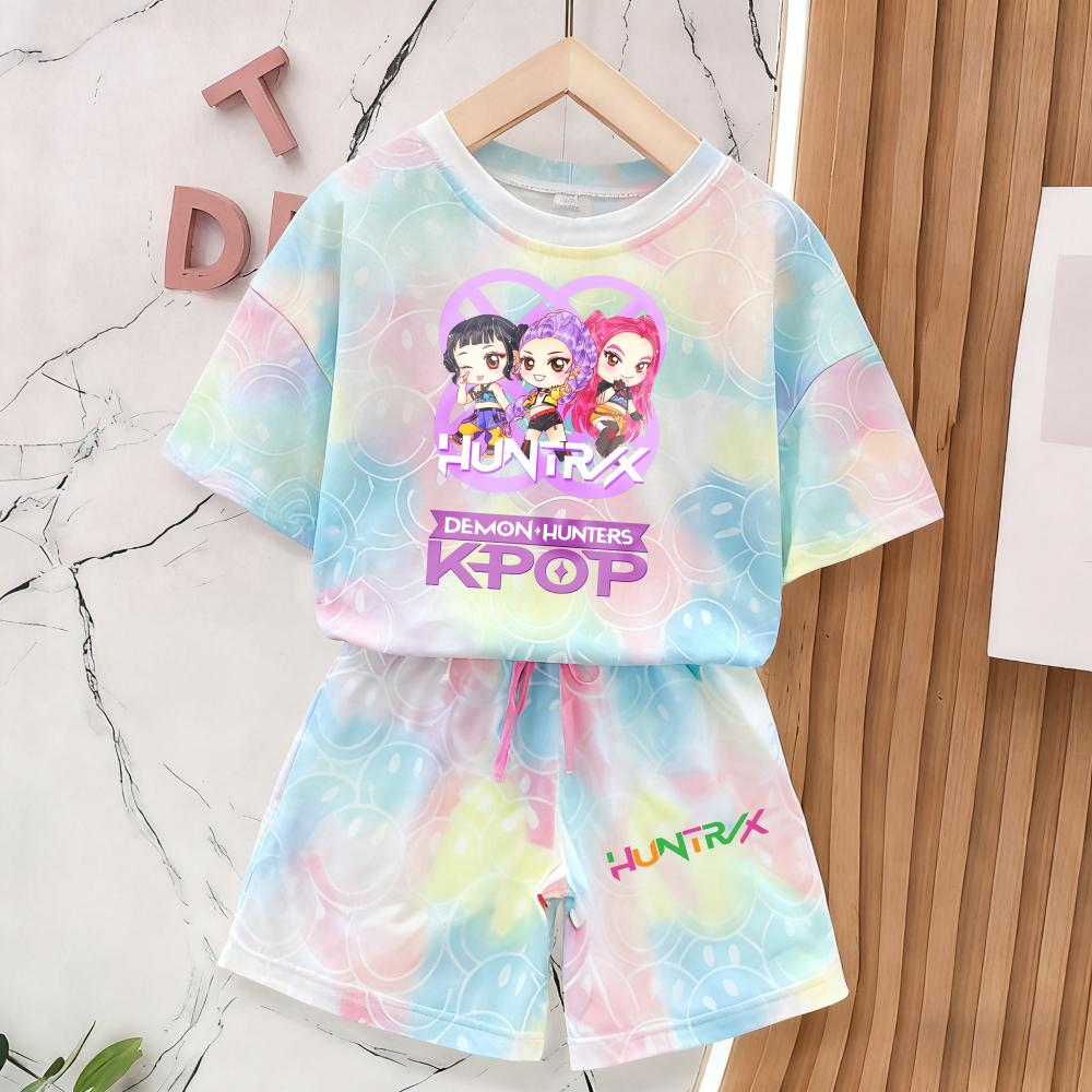 Letní Lovci Démonů Nové Kawaii Úsměvné Tváře Oblečení Dívky 3D Tisk Tričko s Krátkým Rukávem Měkké Prodyšné Pyžamo Domácí Oblečení