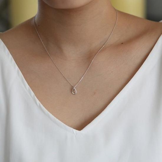 10K White Gold Necklace with Diamonds 151346123208 canal4℃ (Canal 4℃) (WG)