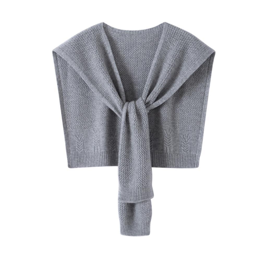 100% Cashmere Knitted Hollow Square Shawl Solid Color Windproof Elegant Wrap Winter Fashion Multiple Function Banquet Accessory