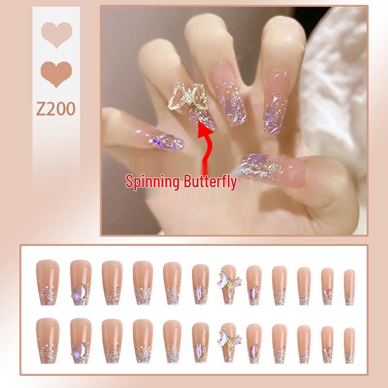 Luxurious Transparent Blush Bubble Rose Press-On Nail Set with Wearable Stickers