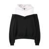 Ladies' Fashion Trend Off Shoulder Fake Two-piece Hooded Sweatshirt
