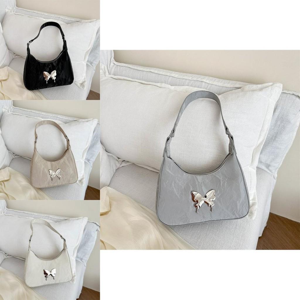 Stylish 2024 Sweet Butterfly Underarm Bag For Women In White Khaki Black Silver Colors