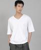 Seinteukeulu Plain V-Neck 16S Cotton Knee-Length Short Sleeve T-Shirt V-8A01 White