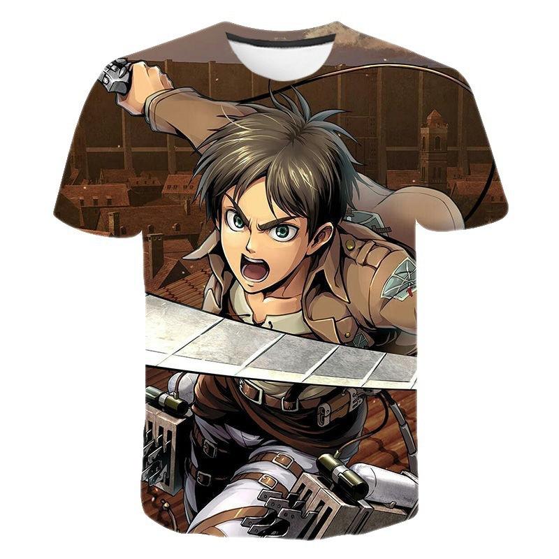 Fashion Attack on Titan 3D Printed T-Shirt, Anime Graphic Tee, Lightweight Polyester Breathable Casual Streetwear Clothes