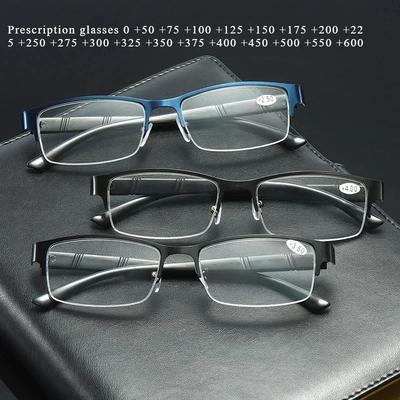 Metal Anti-blue Light Men Business Reading Glasses Diopter 0 To +6 0 Farsighted Eyeglasses For Office Work