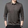 Stylish long-sleeve polo shirt with wood grain design.