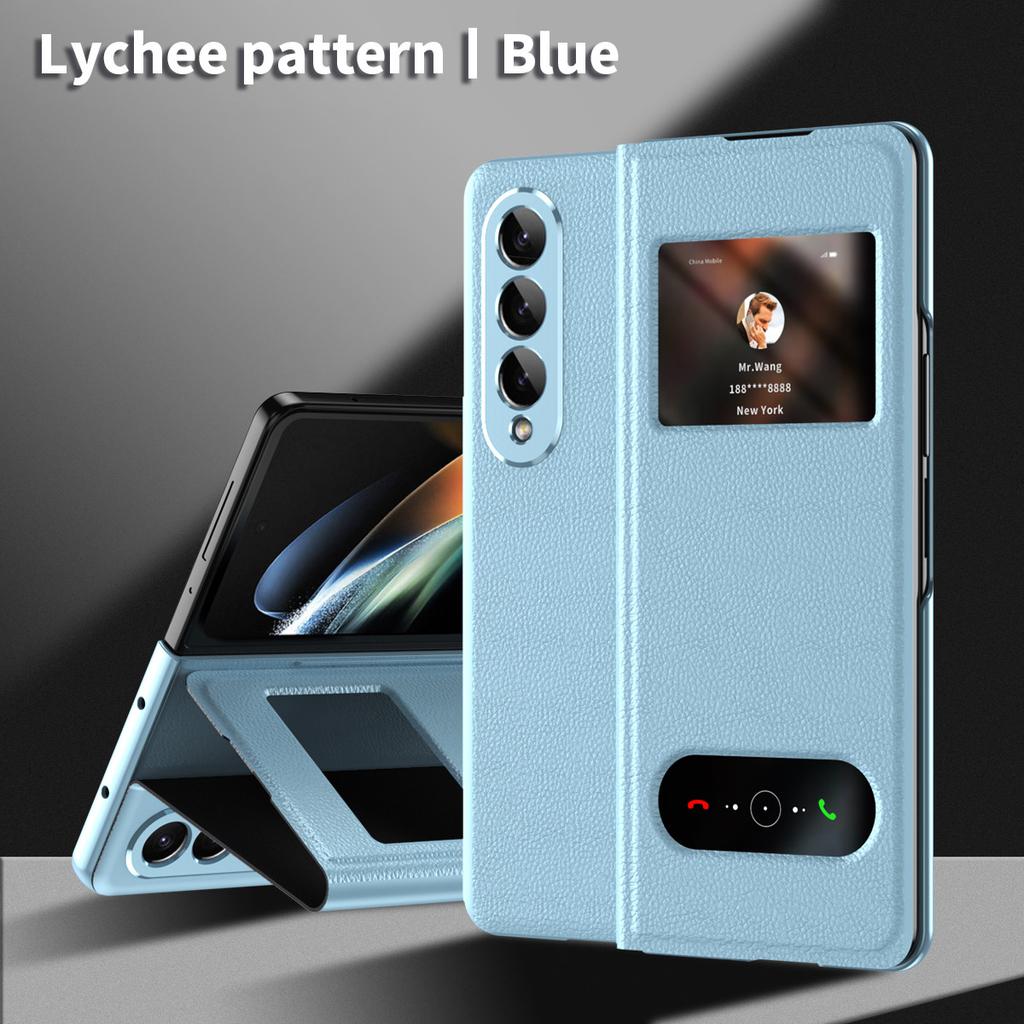 Fall Protection Folding Leather Case For Samsung Galaxy Z Fold4 Fold 4 Fold3 Fold2 Fold 3 2 5g Non -Fingerprint Protective Cover