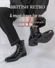 Men's Autumn Shiny Pointed Toe High-Top Chelsea Leather Boots - British Style, Formal or Casual.